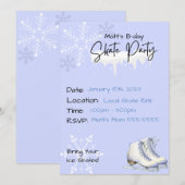 Schaatsfeest Winter Verjaardag Uitnodiging (Voorkant / Achterkant)