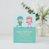 Schaatsfeestje uitnodigingen voor kinderen (Staand voorkant)