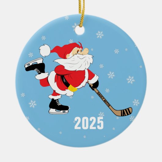 Schaatshockey Kerstmis Jaar Keramisch Ornament (Voorkant)