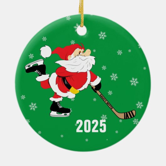 Schaatshockey Kerstmis Jaar Keramisch Ornament (Achterkant)