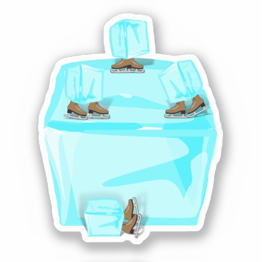 Schaatsijsblokjes Sticker (Voorkant)