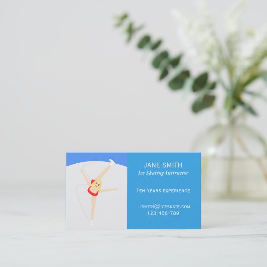 Schaatsleraar freelance instructeur visitekaartje (Staand voorkant)