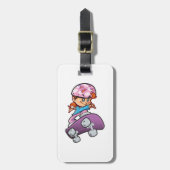 Schaatsmeisje Fun Roze Helm Skateboard Bagagelabel (Voorkant verticaal)