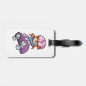 Schaatsmeisje Fun Roze Helm Skateboard Bagagelabel (Achterkant horizontaal)