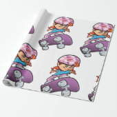 Schaatsmeisje Fun Roze Helm Skateboard Cadeaupapier (Uitgerold)
