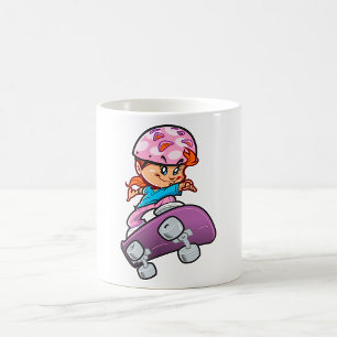 Schaatsmeisje Fun Roze Helm Skateboard Koffiemok