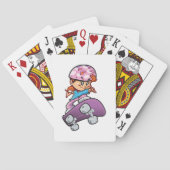 Schaatsmeisje Fun Roze Helm Skateboard Pokerkaarten (Achterkant)
