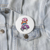 Schaatsmeisje Fun Roze Helm Skateboard Ronde Button 7,6 Cm (In situ)
