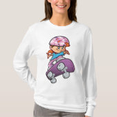 Schaatsmeisje Fun Roze Helm Skateboard T-shirt (Voorkant)