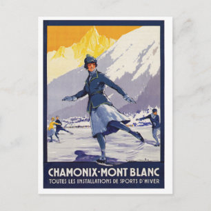 Schaatsmeisje in de regio Chamonix-Mont Blanc Briefkaart