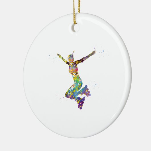 Schaatsmeisje Keramisch Ornament (Links)