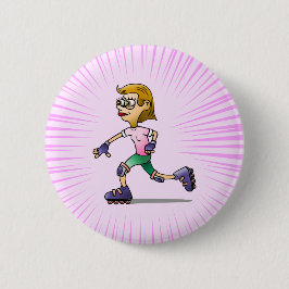 Schaatsmeisje Ronde Button 5,7 Cm