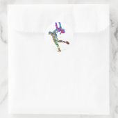 Schaatsmeisje Ronde Sticker (Tas)