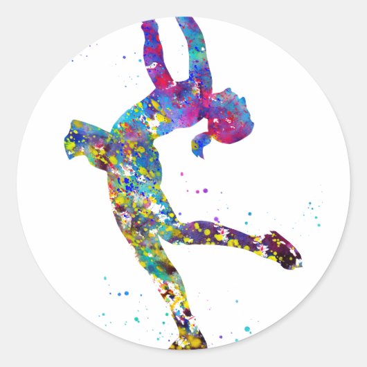 Schaatsmeisje Ronde Sticker (Voorkant)