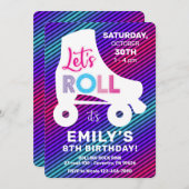 Schaatsmeisjes Regenboog Neon Verjaardagsfeestje  Kaart (Voorkant / Achterkant)