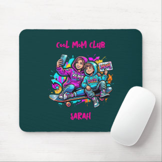 Schaatsmoeder & zoon Graffiti Donker Teal Muismatj Muismat