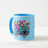 Schaatsmoeder & zoon mok: mok met gepersonaliseerd (Voorkant links)