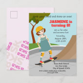 Schaatspark Pret Meisje Verjaardagsfeestje Uitnodiging Briefkaart (Voorkant / Achterkant)