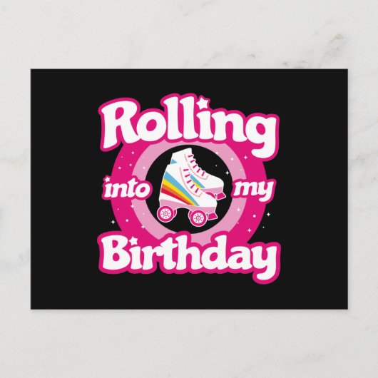 Schaatspartij - Roller Rink Roller Skate Verjaarda Briefkaart (Voorkant)