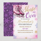 Schaatspartij Roze Feest Verjaardag Winterfeest Kaart (Voorkant / Achterkant)