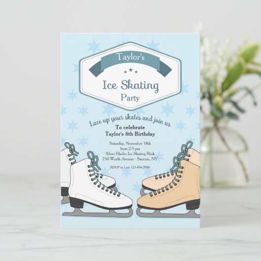 Schaatspartij Uitnodiging (Staand voorkant)