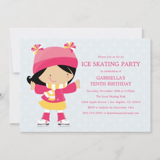 Schaatspartij | Uitnodiging voor verjaardagsfeestj (Voorkant)