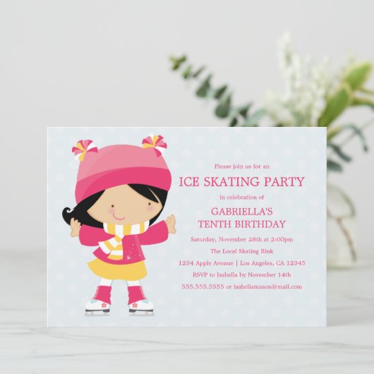 Schaatspartij | Uitnodiging voor verjaardagsfeestj (Staand voorkant)