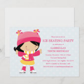 Schaatspartij | Uitnodiging voor verjaardagsfeestj (Voorkant / Achterkant)