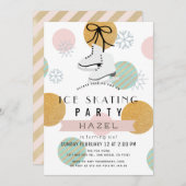 Schaatspartij Winter Roze Goud Meisje Verjaardag Kaart (Voorkant / Achterkant)