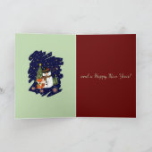 Schaatspinguïn met aangepaste kersttekst feestdagen kaart (Binnen)