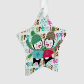 Schaatspinguïns Custom Vakantie Acryl Ornament (voorkant)