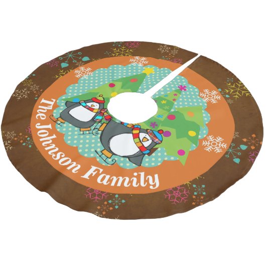 Schaatspinguïns en kerstbomen boomrok 3 kerstboom rok (Gekanteld)