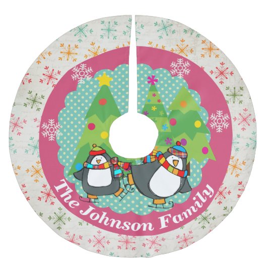 Schaatspinguïns en kerstbomen boomrok kerstboom rok (Voorkant)