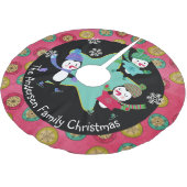 Schaatspinguïns Gepersonaliseerde vakantieboomrok  Kerstboom Rok (Gekanteld)