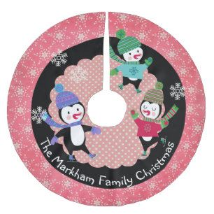 Schaatspinguïns Gepersonaliseerde vakantieboomrok Kerstboom Rok