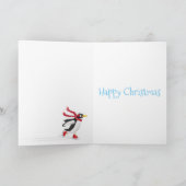 Schaatspinguïns Kerstkaart Kaart (Binnen)