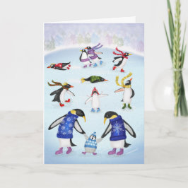 Schaatspinguïns Kerstkaart Kaart