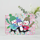 Schaatspinguïns Kerstvakantie Feestdagenkaart (Staand voorkant)