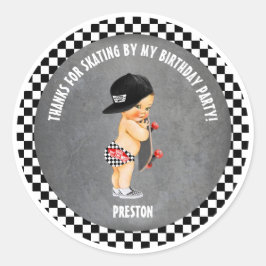 Schaatsplank Jongen Hoed Skater Rood Grijs Zwart G Ronde Sticker