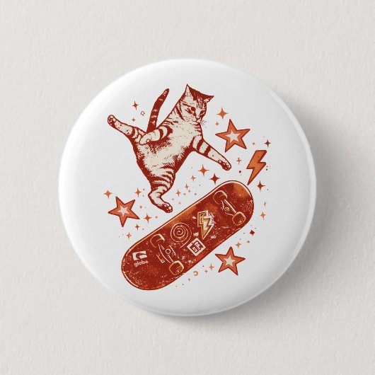 Schaatsplank Kat Y2K 90s Stijl Ronde Button 5,7 Cm (Voorkant)