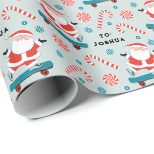 Schaatsplank kerstcadeau inpakpapier