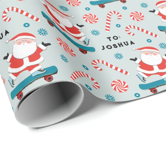 Schaatsplank kerstcadeau inpakpapier (Rol Hoek)