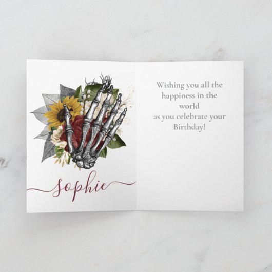 Schaatsplank Rode Schedel Verjaardagskaart kleind Kaart (Binnen)