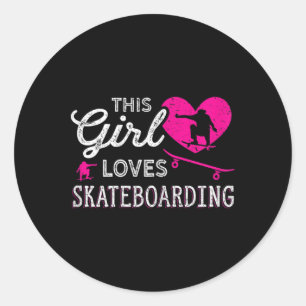 Schaatsplank Schaatsster Meisje Vintage - Schaatse Ronde Sticker