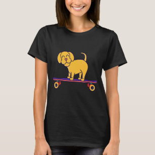 Schaatsplankhond op een longboard t-shirt