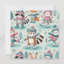 Schaatsseizoen Kerst Wenskaart Kaart