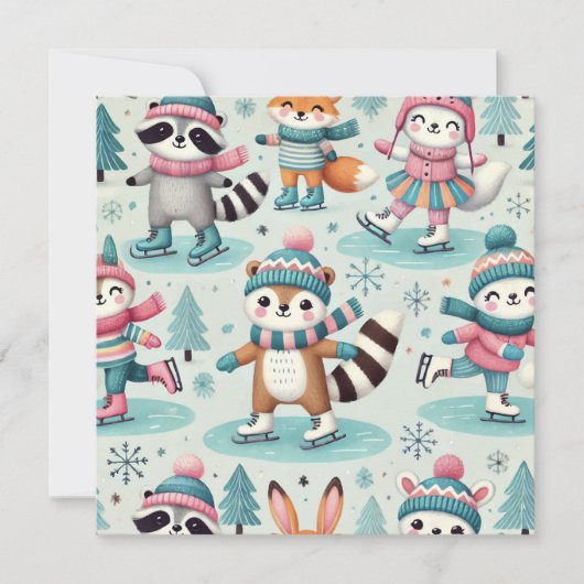 Schaatsseizoen Kerst Wenskaart Kaart (Voorkant)