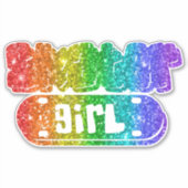 schaatsster | Schattigee Rainbow Sparkle Glitter T Sticker (Voorkant)