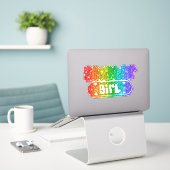 schaatsster | Schattigee Rainbow Sparkle Glitter T Sticker (Laptop op bureau)