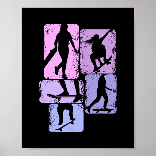 Schaatsster Skateboardmeisje Skateboardende kinder Poster (Voorkant)